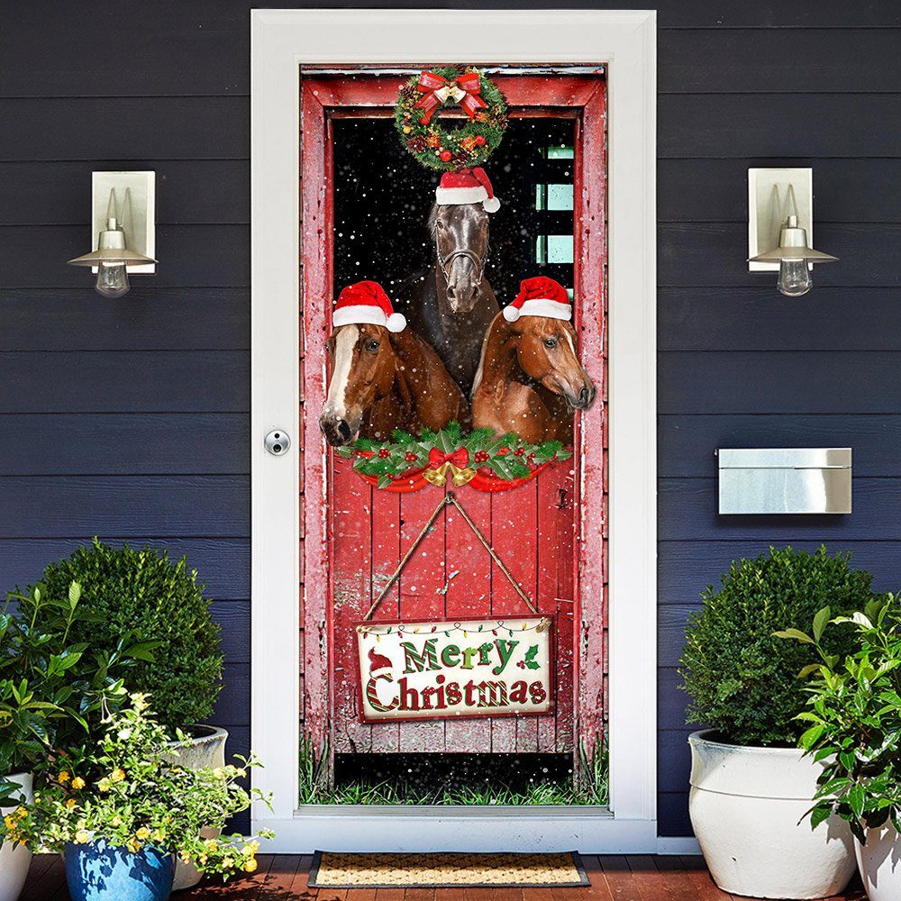 Three Horses In The Barn Door Cover