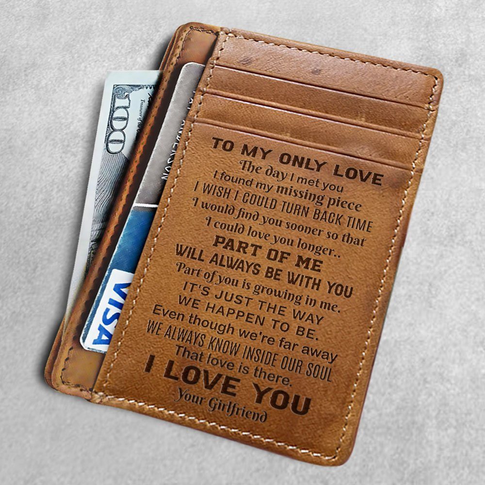 To My Boyfriend, My Only Love Card Wallet, The Perfect Mens Gift, Gift For Boyfriend, Husband, Christmas Gift, Card Wallet, Leather Wallet for Men Husband Boyfriend, Card Wallet LNT721v1CW
