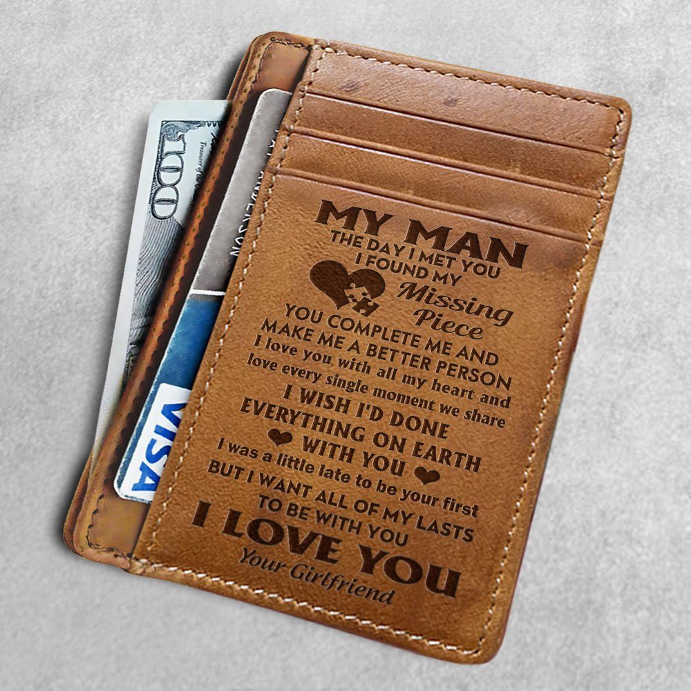 To My Boyfriend Card Wallet, Front Pocket Wallets For Men, Gifts From Girlfriend, Birthday, Valentines, Christmas Gifts, Leather Wallet For Men, Card Wallet BNN642CW