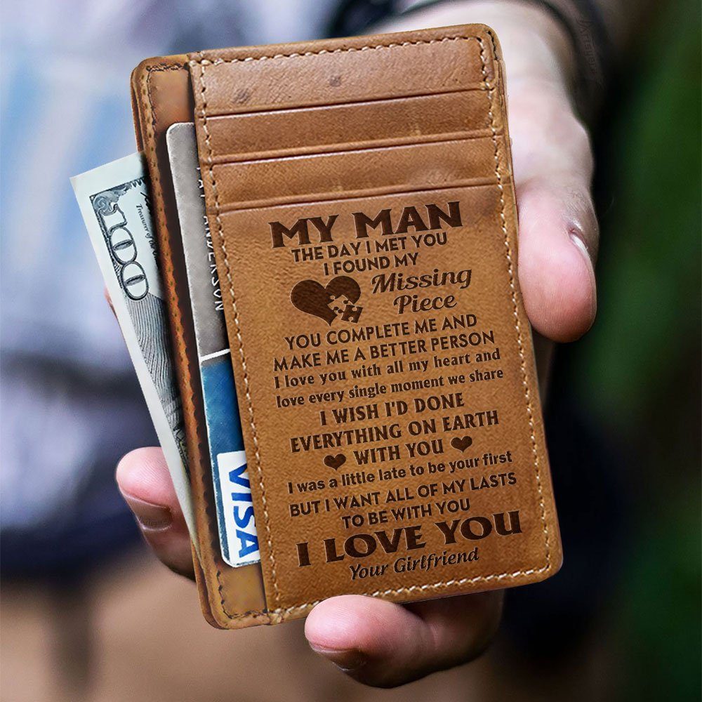 To My Boyfriend Card Wallet, Front Pocket Wallets For Men, Gifts From Girlfriend, Birthday, Valentines, Christmas Gifts, Leather Wallet For Men, Card Wallet BNN642CW