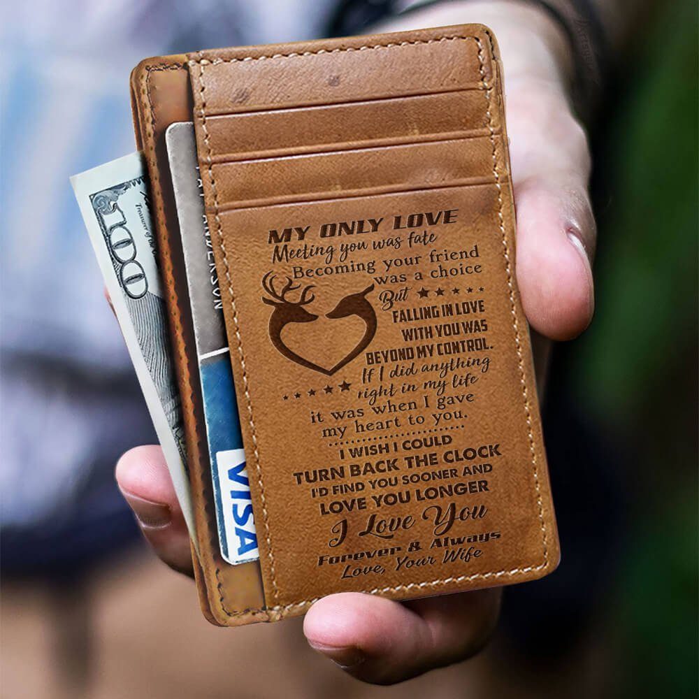 To My Deer Man, Wallet For Men, Christmas Gifts Husband, Gifts From Wife Anniversary, Leather Wallet for Men, Perfect Gifts for Husband, Boyfriend, Groomsmen BNN640CW