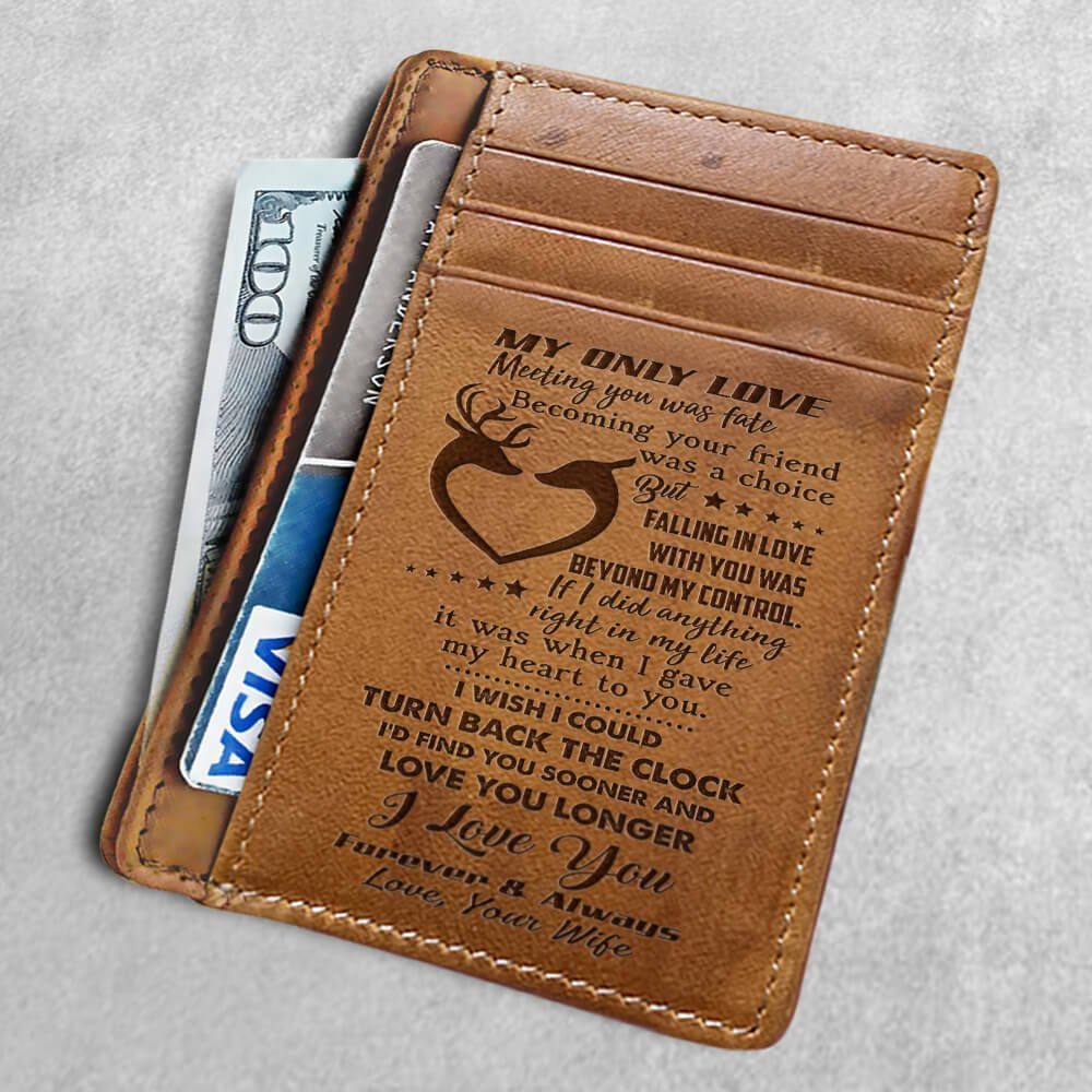 To My Deer Man, Wallet For Men, Christmas Gifts Husband, Gifts From Wife Anniversary, Leather Wallet for Men, Perfect Gifts for Husband, Boyfriend, Groomsmen BNN640CW