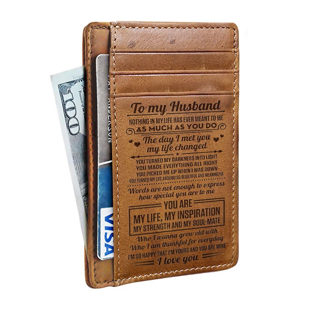 To My Husband, Front Pocket Wallets For Men, Card Wallet For Husband, Boyfriend, Birthday, Valentines, Christmas Gifts, Leather Wallet For Men, Card Wallet BNN645CW