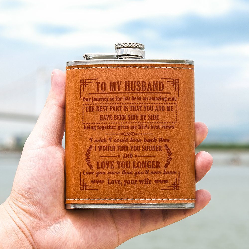 To My Husband Stainless Steel Flask, Gift For Him, Husband Gift For Anniversary, Wedding Gift For Him, Gift For Husband From Wife TQN669SF
