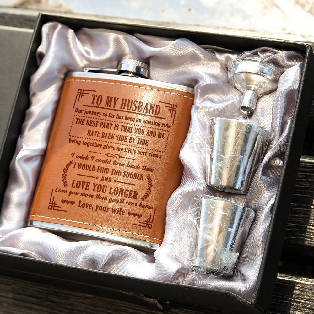 To My Husband Stainless Steel Flask, Gift For Him, Husband Gift For Anniversary, Wedding Gift For Him, Gift For Husband From Wife TQN669SF