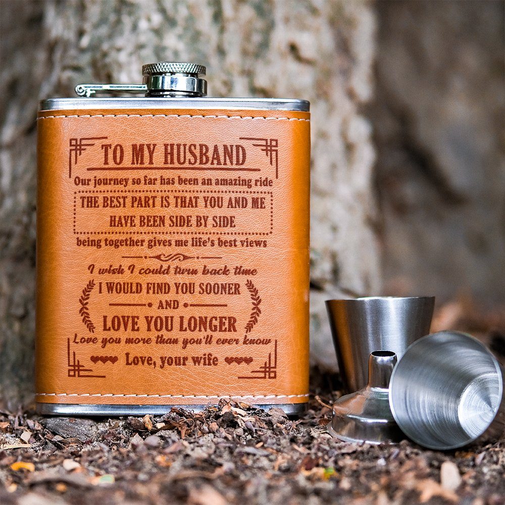 To My Husband Stainless Steel Flask, Gift For Him, Husband Gift For Anniversary, Wedding Gift For Him, Gift For Husband From Wife TQN669SF