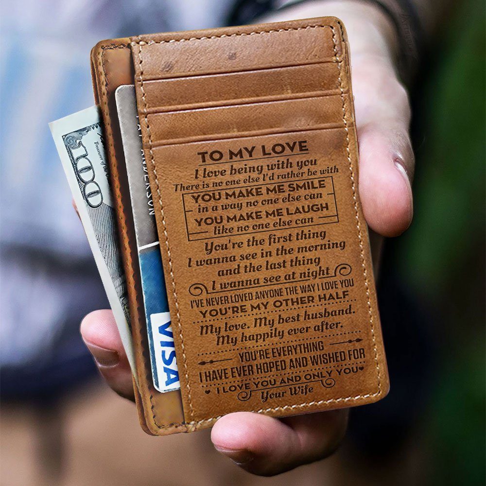 To My Love, Card Wallet For Men, Christmas Gifts, Gifts From Wife Girlfriend Anniversary, Leather Wallet for Men, Perfect Gifts for Husband, Boyfriend BNN646CW
