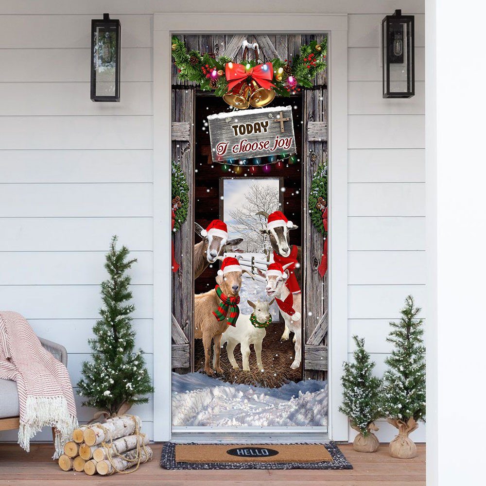 Today I Choose Joy Goat Farmhouse Door Cover