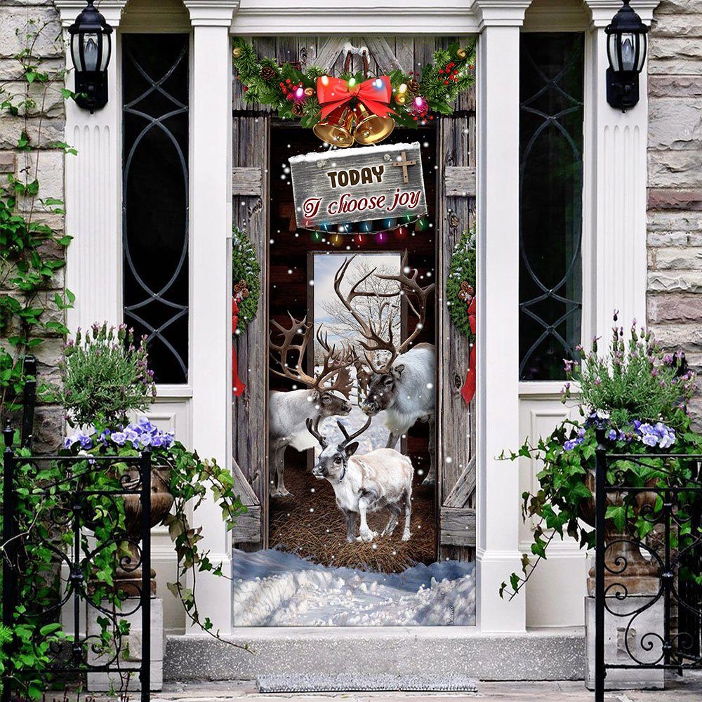 Today I Choose Joy Reindeer Farmhouse Door Cover