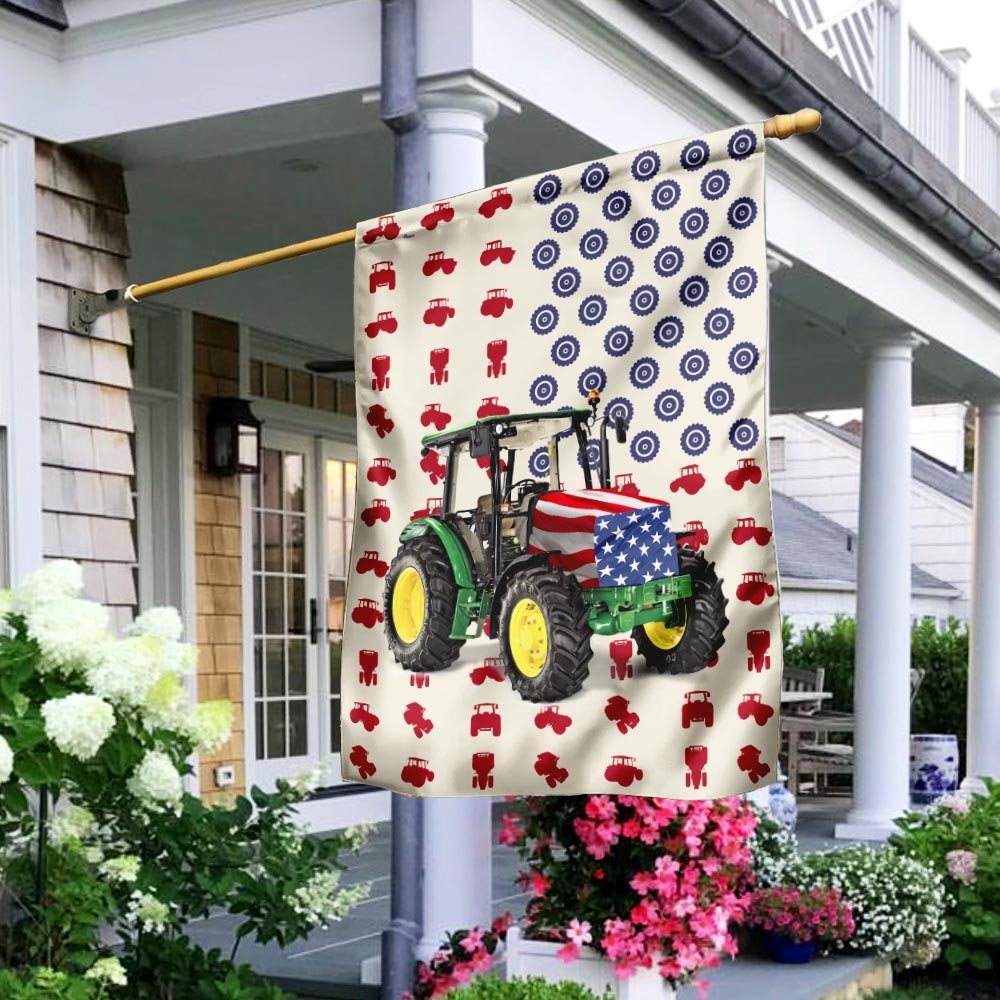 Tractor Farmer American Flag