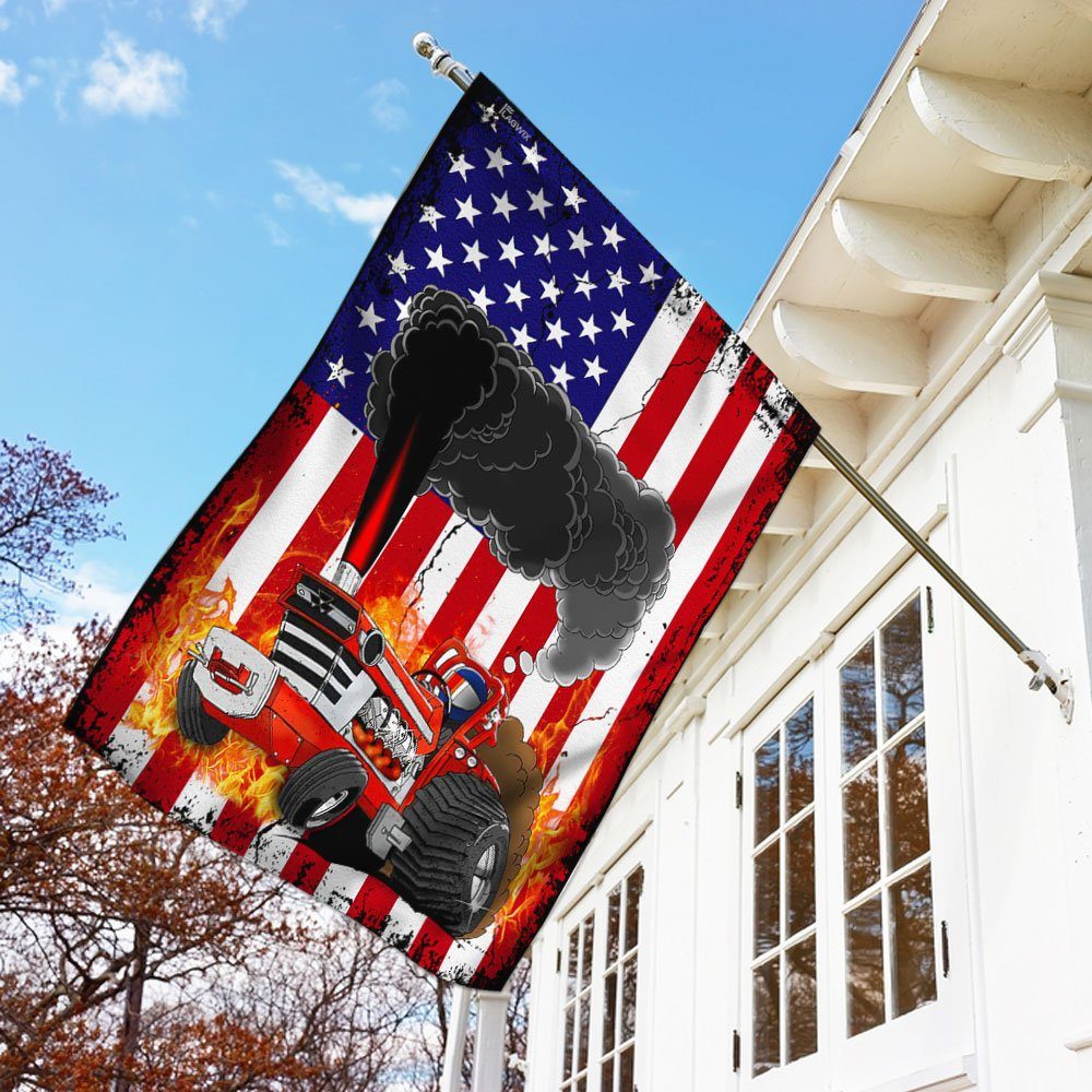 Tractor Pulling American Flag