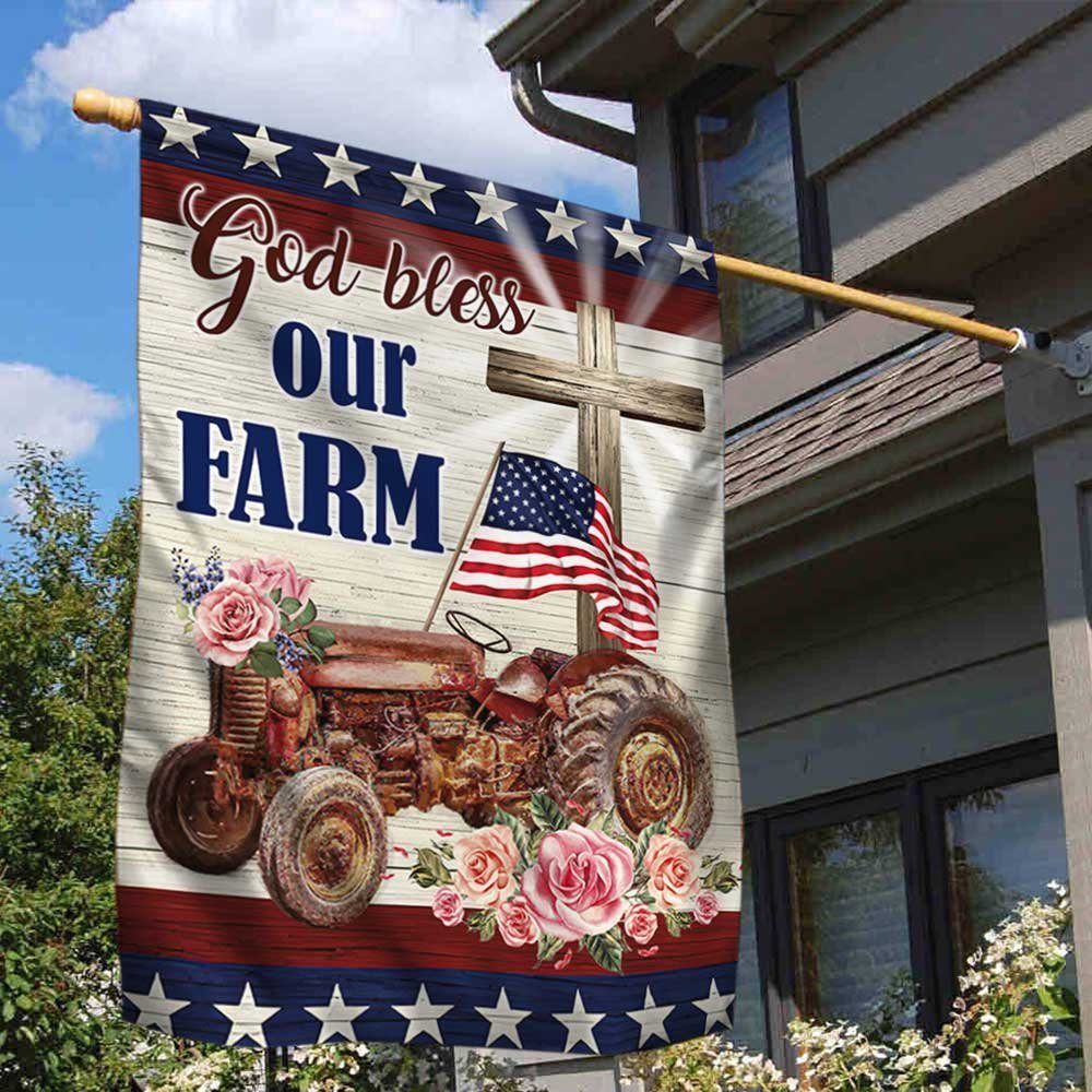 Tractor US  Flag God Bless Our Farm DBD3386F