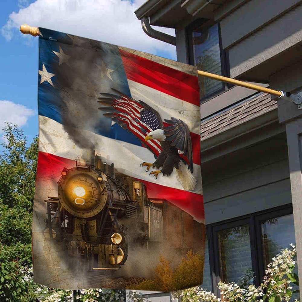 Train Railroad American Flag LHA2114F