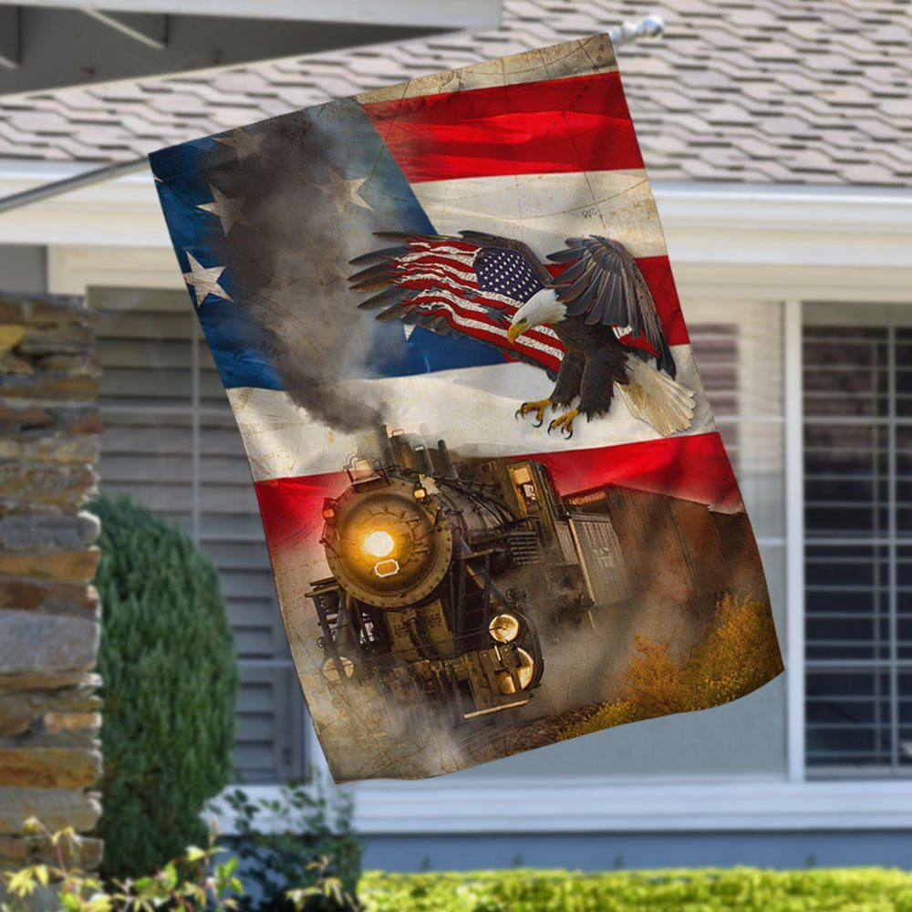 Train Railroad American Flag LHA2114F