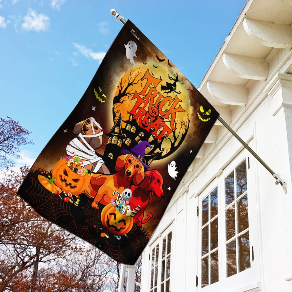 Trick Or Treat Dachshund Halloween Flag