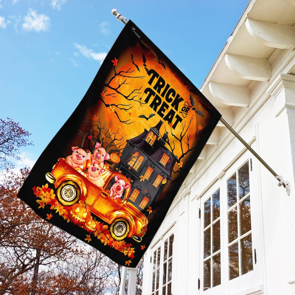 Trick Or Treat Pig Halloween Flag