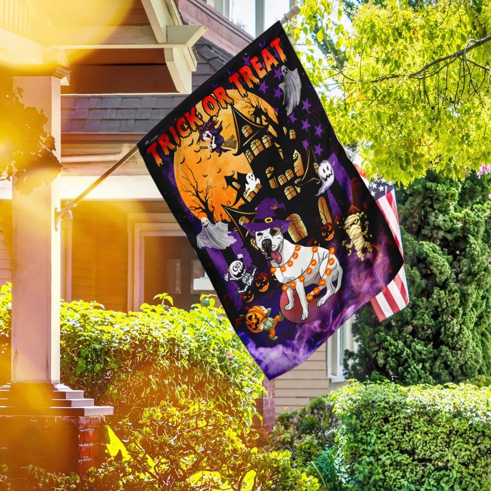 Trick Or Treat Pit Bull Halloween Flag