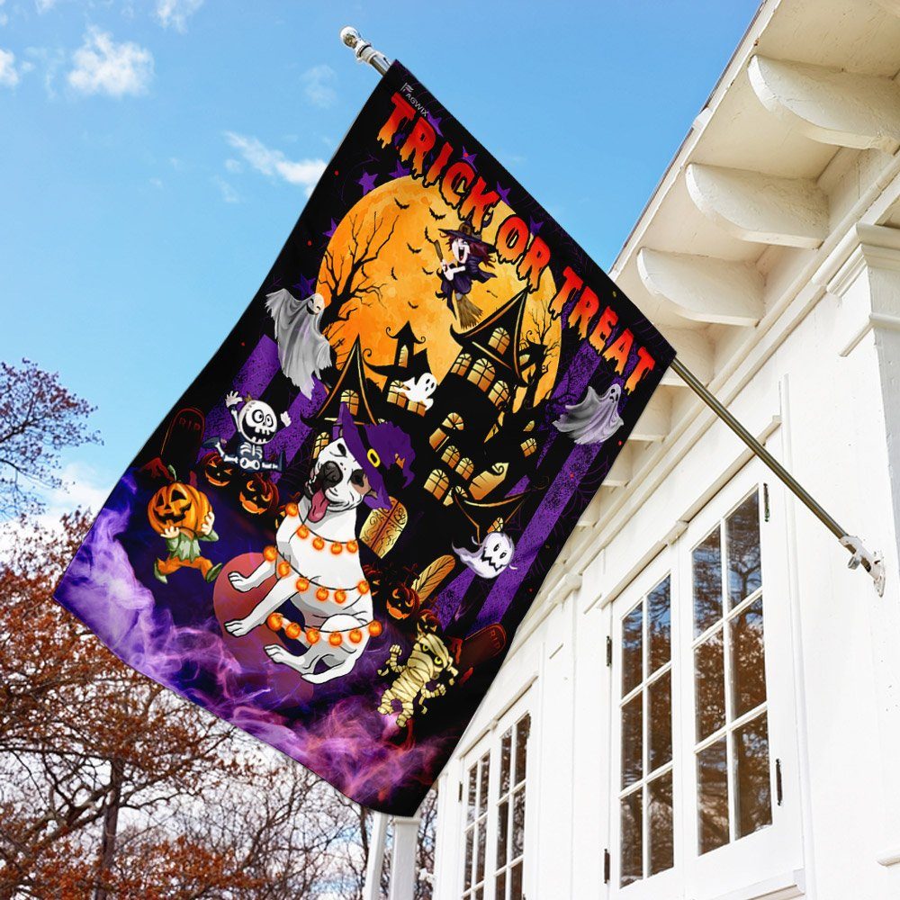 Trick Or Treat Pit Bull Halloween Flag