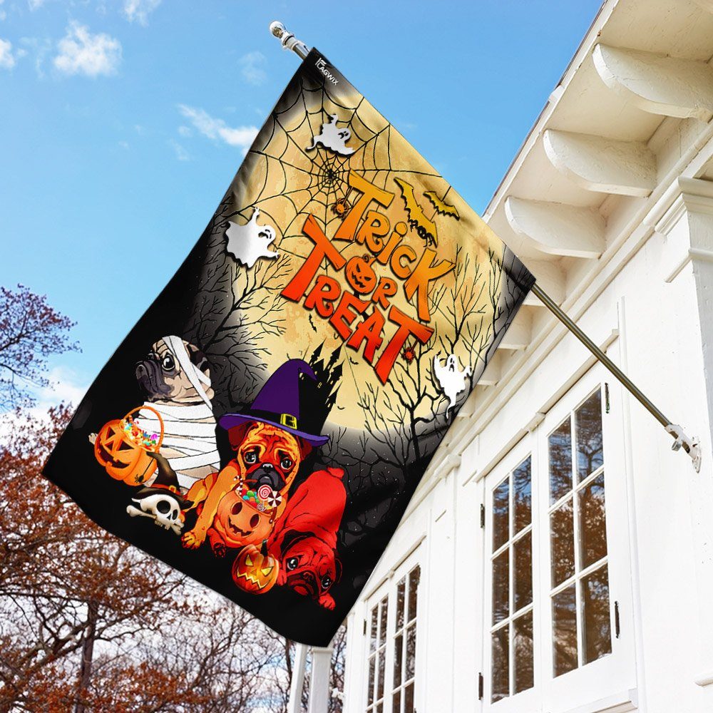 Trick Or Treat Pug Halloween Flag