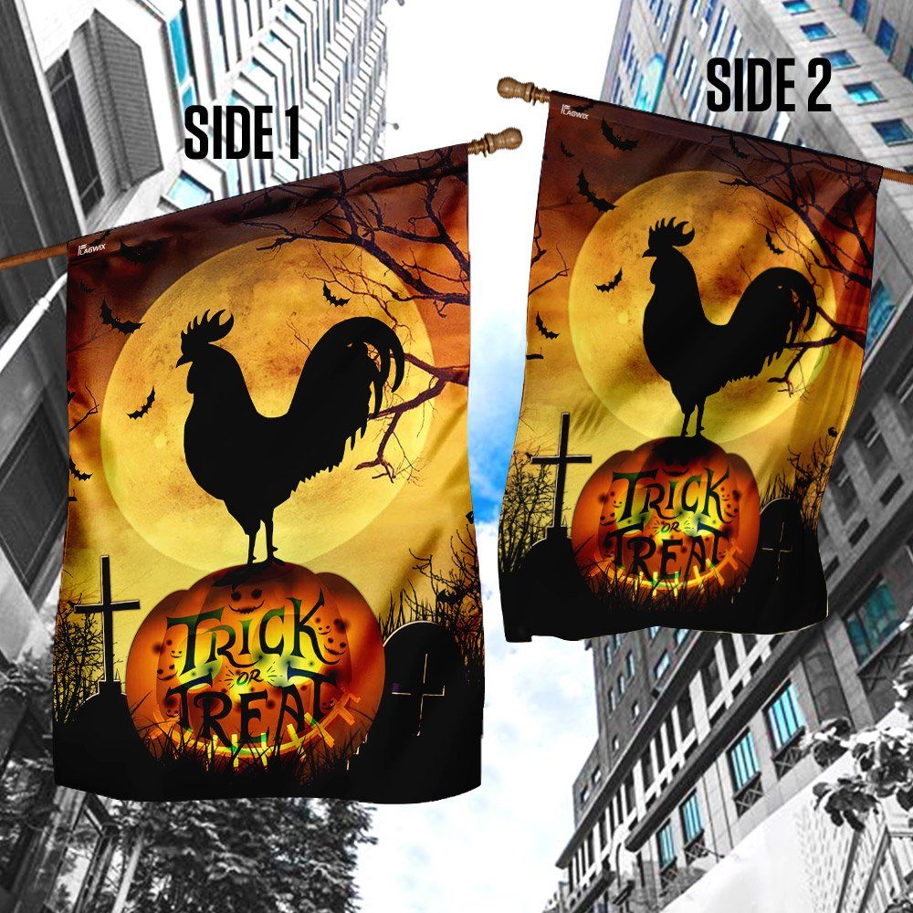 Trick Or Treat Rooster Flag