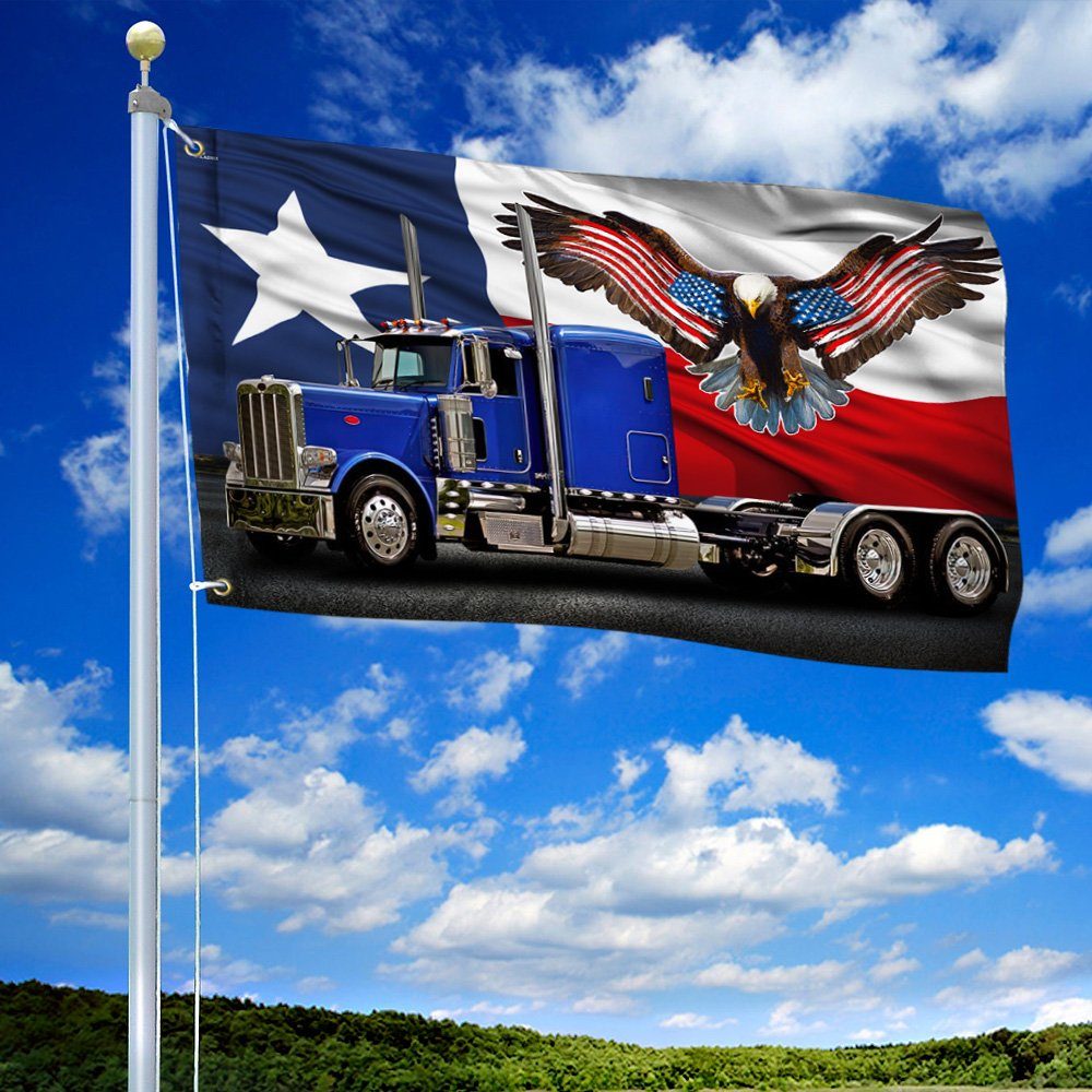 Truck Driver. Patriot Trucker Texas Grommet Flag THN3712GFv3