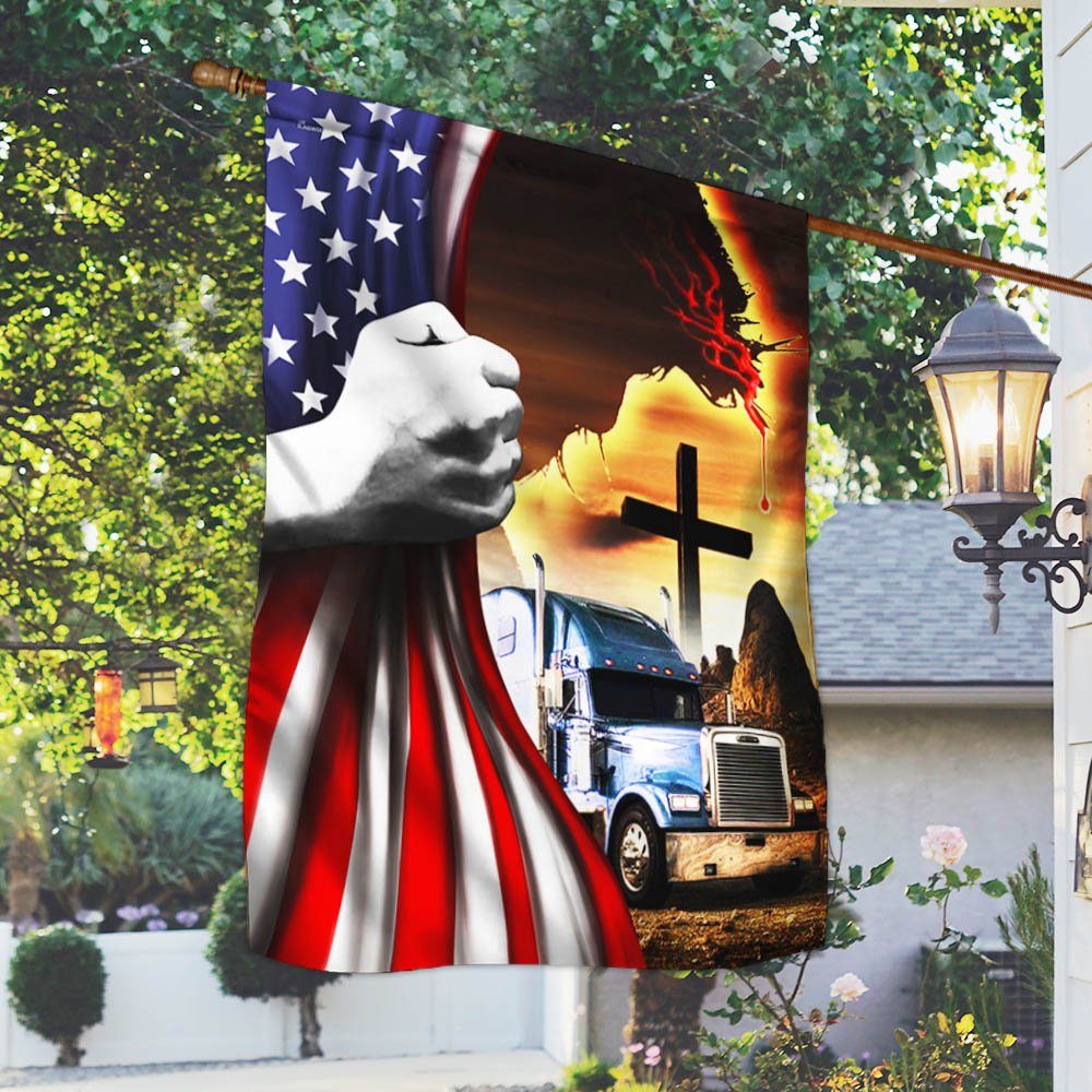 Truck Jesus Christian American Flag THH2369Fv1