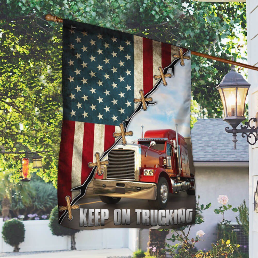 Truck Trucker American Keep On Trucking Flag MLN1305F