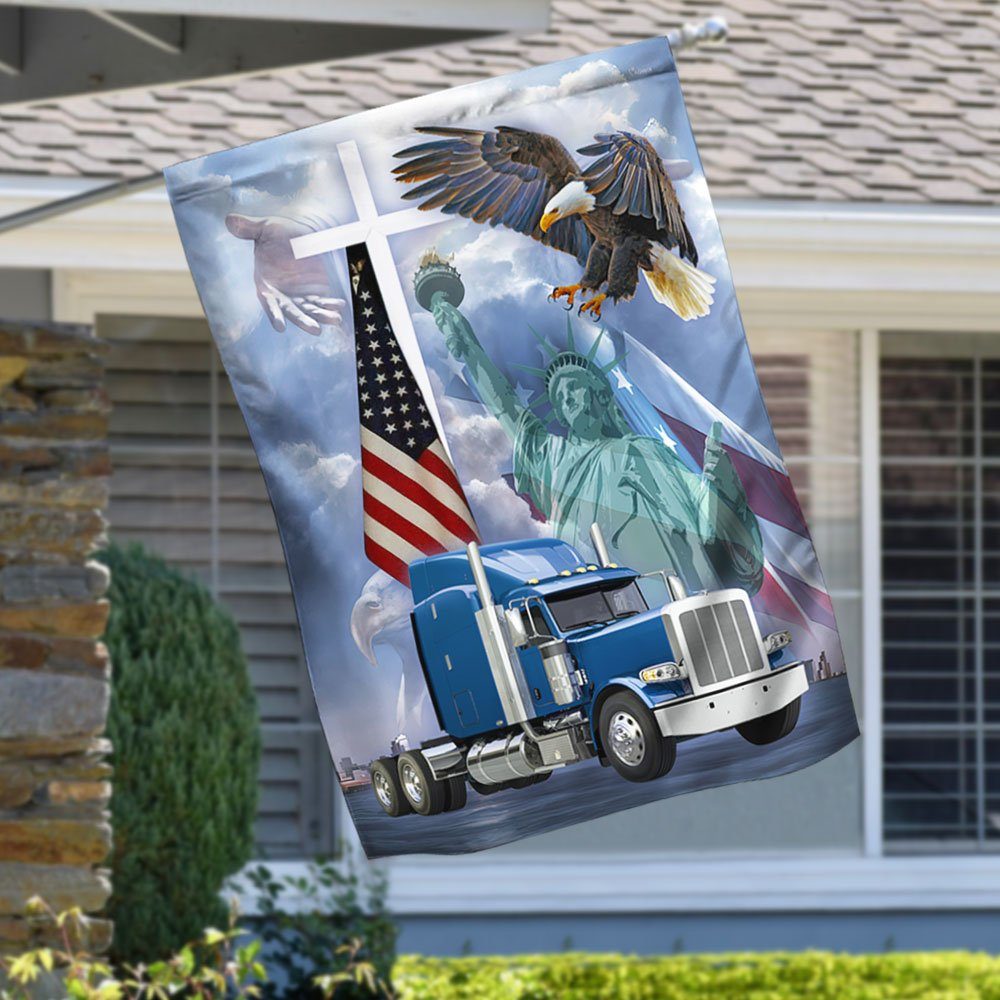 Truck Trucker Eagle Cross Flag LNH041F