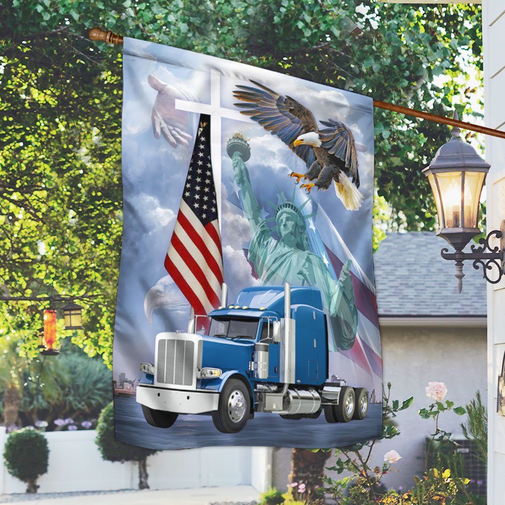 Truck Trucker Eagle Cross Flag LNH041F