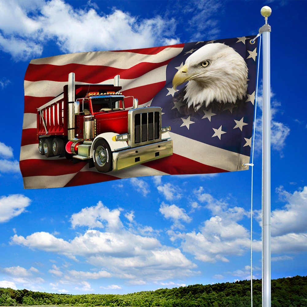 Trucker Flag Proud Dump Truck Driver Grommet Flag TRV1693GFv2