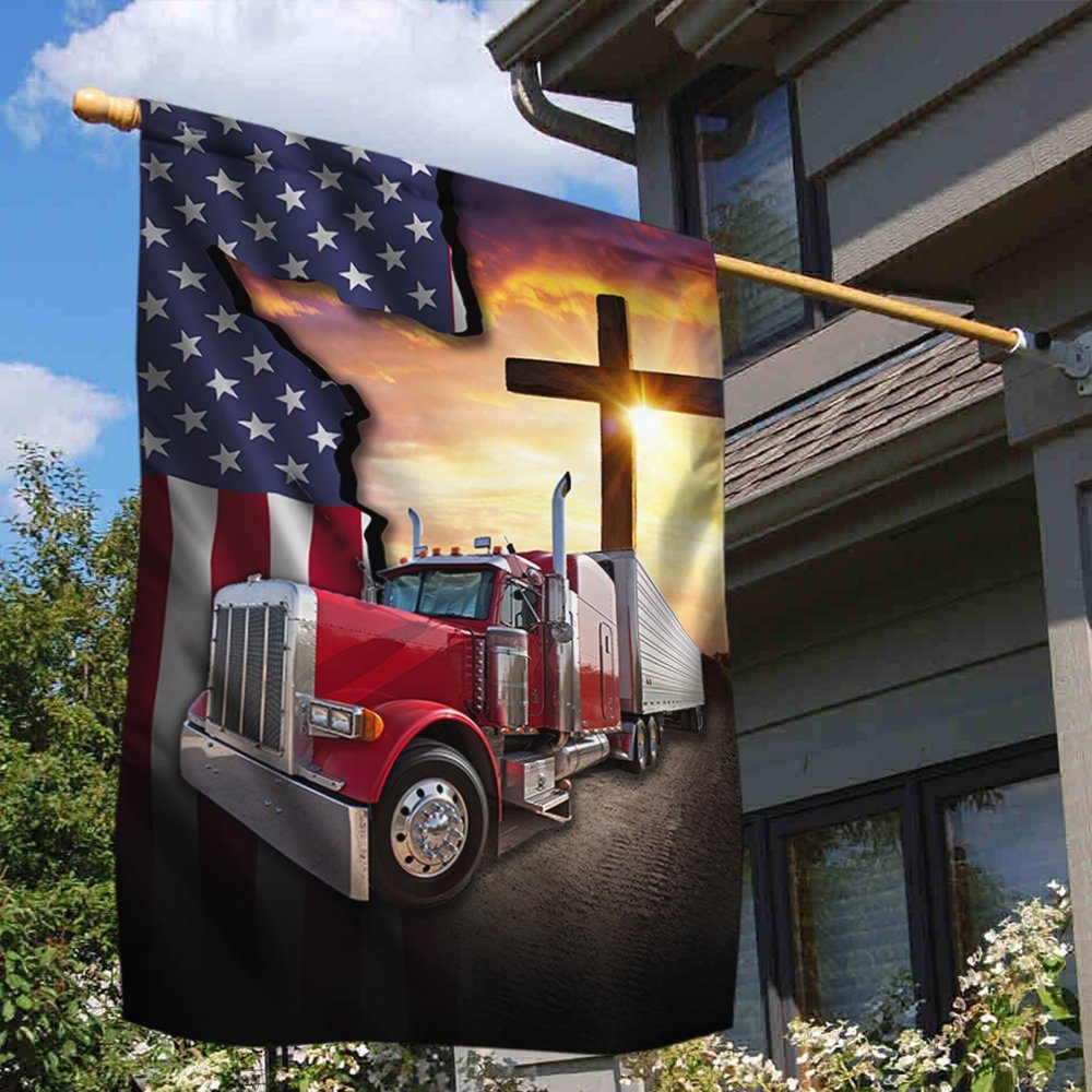 Trucker Flag Proud Trucker God Bless Trucker Flag TRV1776F