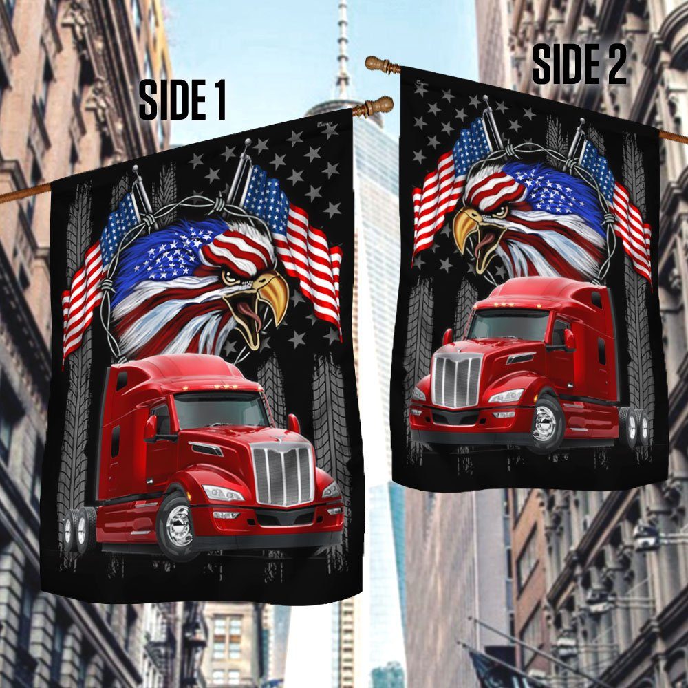 Trucker Flag Truck Driver American Eagle Flag QTR41F