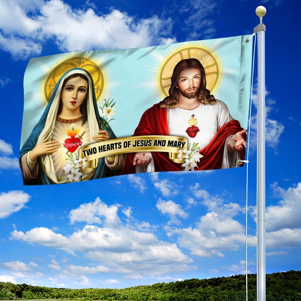 Two Hearts Of Jesus And Mary Grommet Flag DDH3405GF