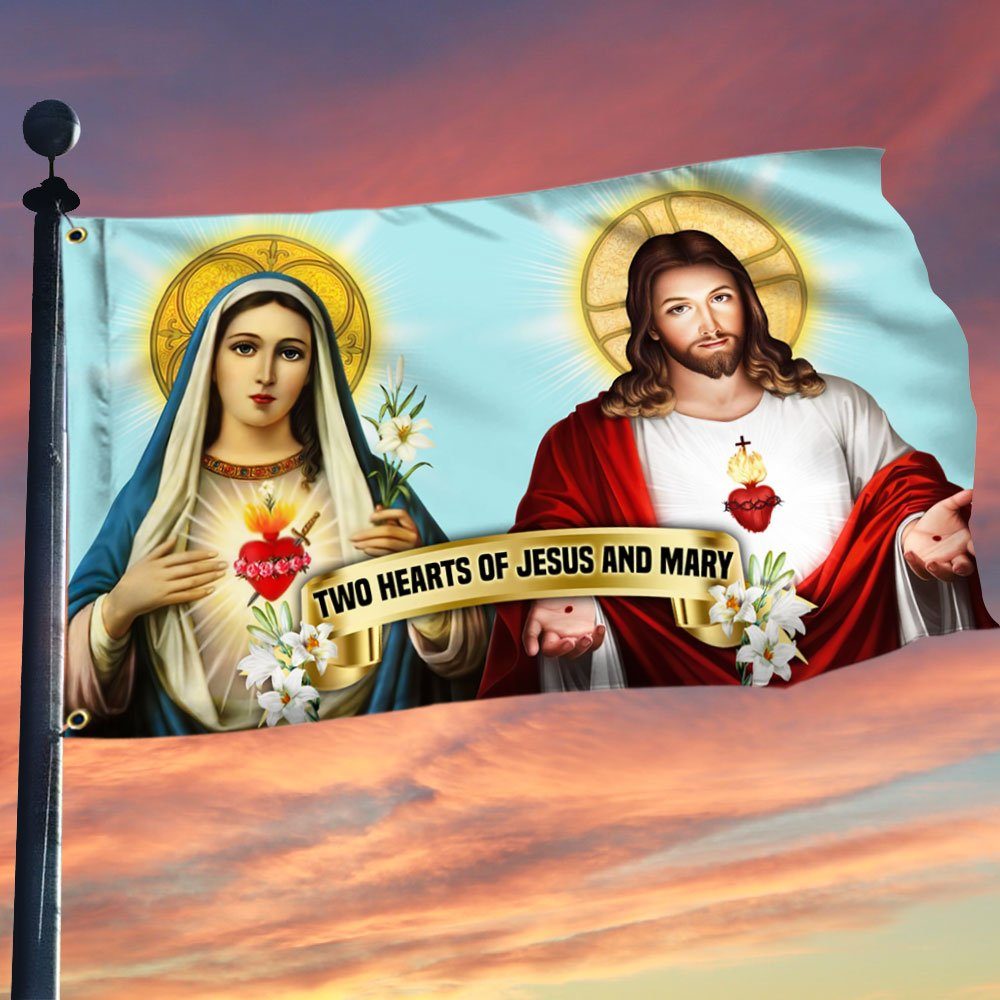 Two Hearts Of Jesus And Mary Grommet Flag DDH3405GF