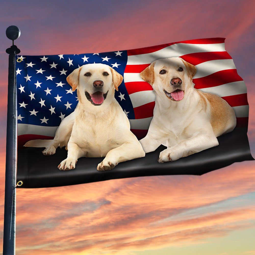 Two Yellow Labs Grommet Flag Labrador Retriever American Flag TQN97GF