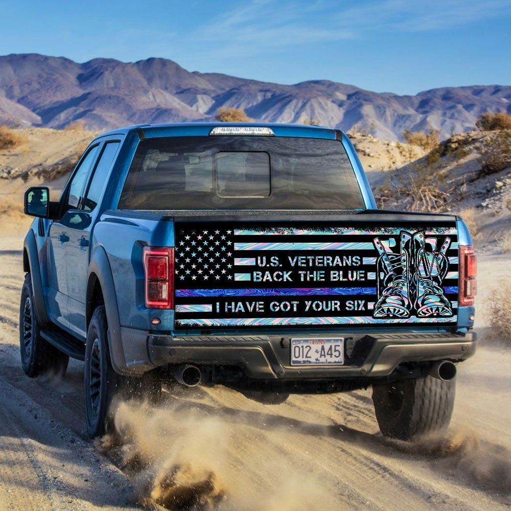 U.S. Veteran Back The Blue Truck Tailgate Decal Sticker Wrap