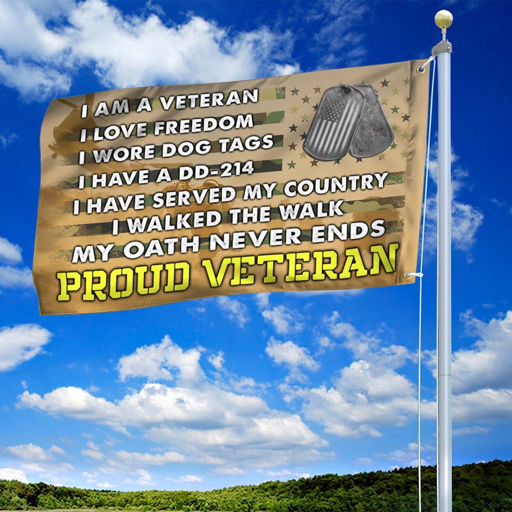 U.S. Veteran Grommet Flag Proud Veteran I Walked The Walk My Oath Never Ends DDH2991GF