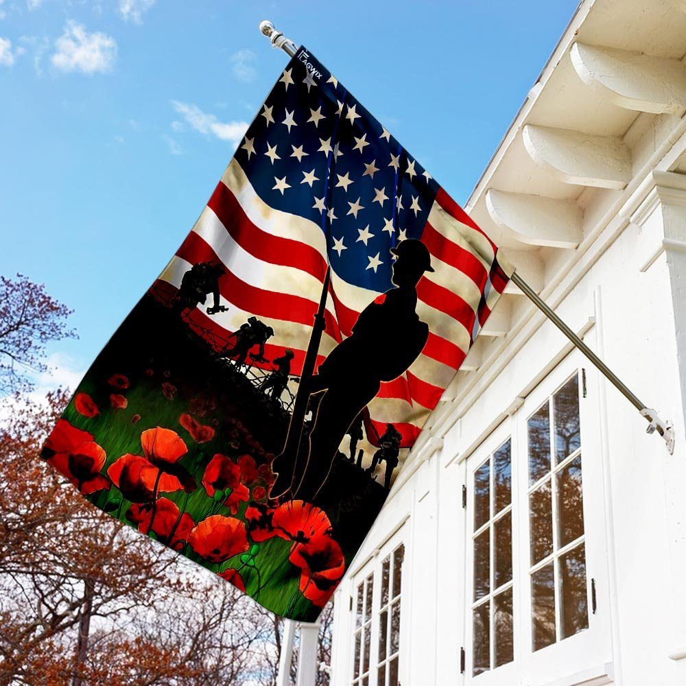 U.S Veteran Poppy Veteran Flag