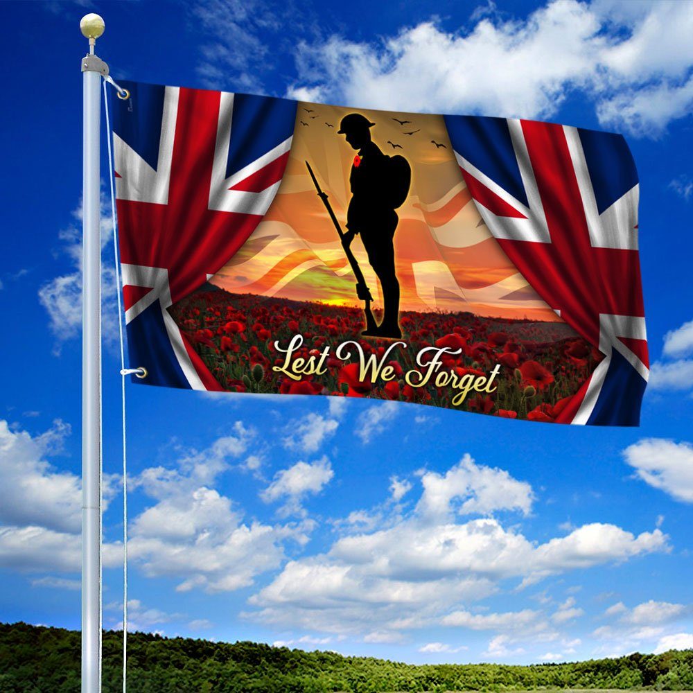 UK Grommet Flag Lest We Forget Poppy Remembrance DDH2856GFv4