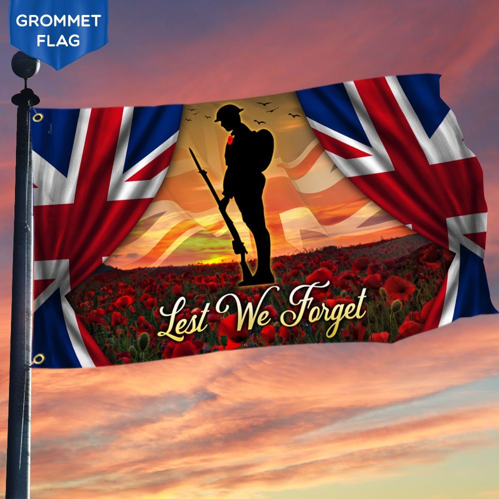 UK Grommet Flag Lest We Forget Poppy Remembrance DDH2856GFv4