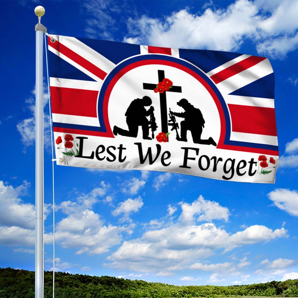 UK Remembrance Day Grommet Flag Veteran Day Lest We Forget TQN551GF