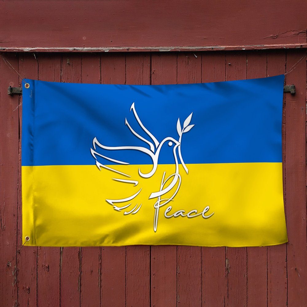 Ukraine Flag Peace Dove Ukraine Grommet Flag QTR53GF