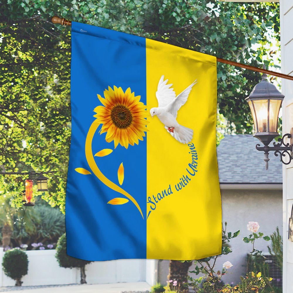 Ukraine Flag Stand with Ukraine Dove Flag QTR39F