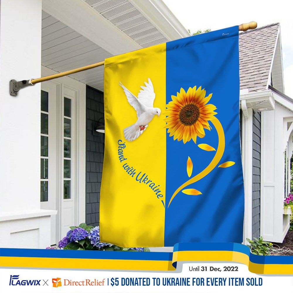 Ukraine Flag Stand with Ukraine Dove Flag QTR39F