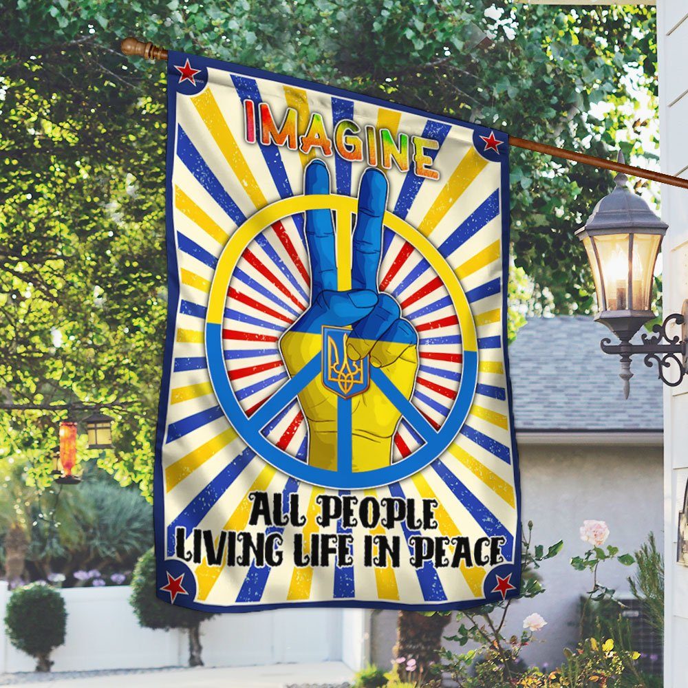 Ukraine Flag Stand With Ukraine Hippie Sign Imagine All People Living Life In Peace LHA2120F