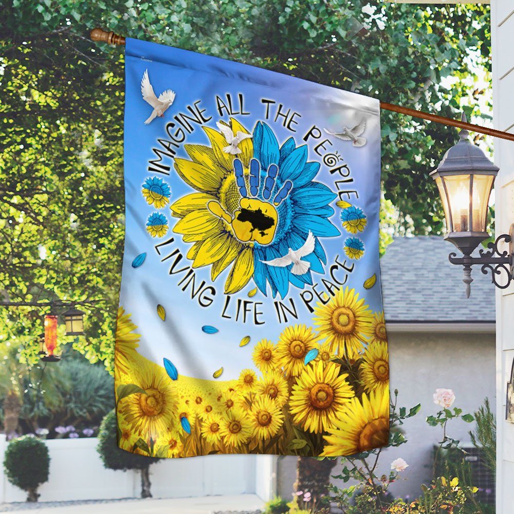 Ukraine Flag Stand With Ukraine Hippie Sign Imagine All People Living Life In Peace LHA2133F