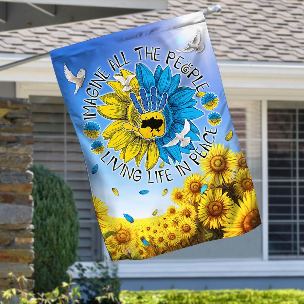 Ukraine Flag Stand With Ukraine Hippie Sign Imagine All People Living Life In Peace LHA2133F