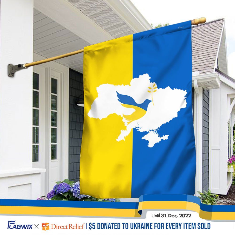 Ukraine Flag Stand With Ukraine Peace Dove Flag QTR77F