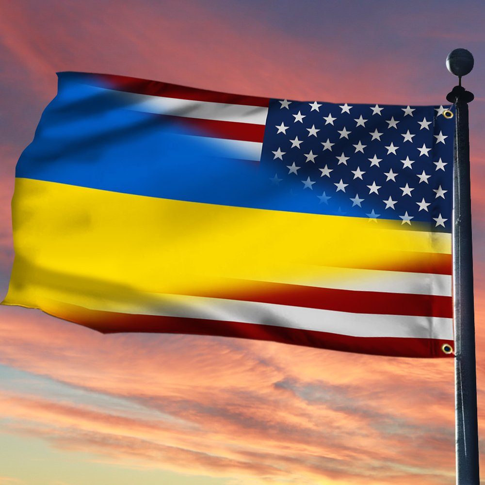 Ukraine Grommet Flag American And Ukrainian BNT585GF