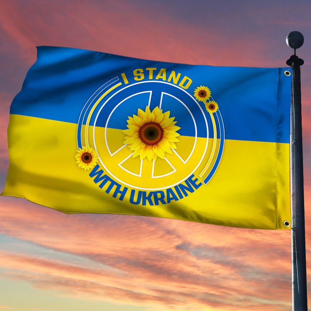 Ukraine Peace Sign Grommet Flag I Stand With Ukraine BNT579GF